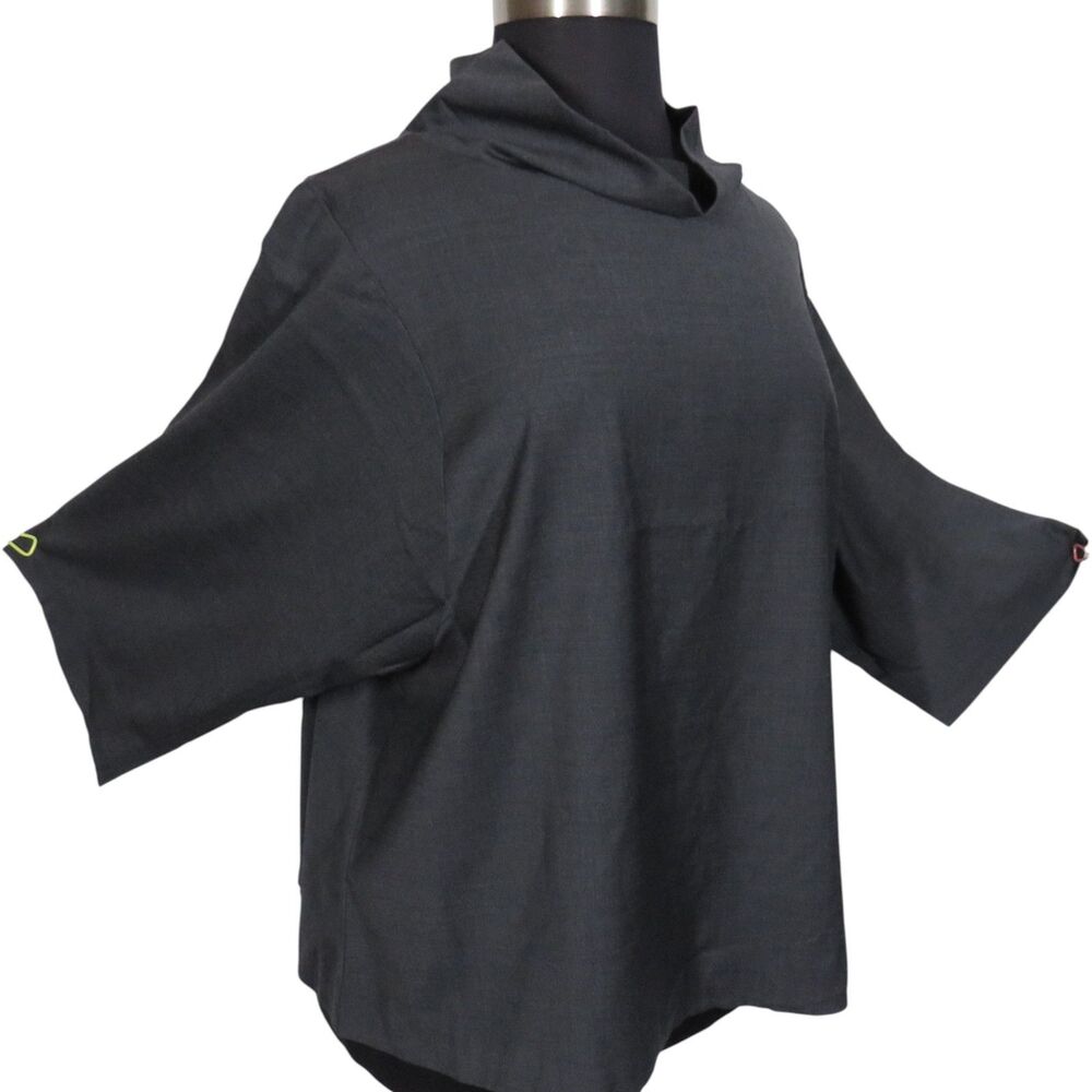 Pari Passu Gray Wool Blend Draped Neck Boxy Katy Top Size 16 Fit D